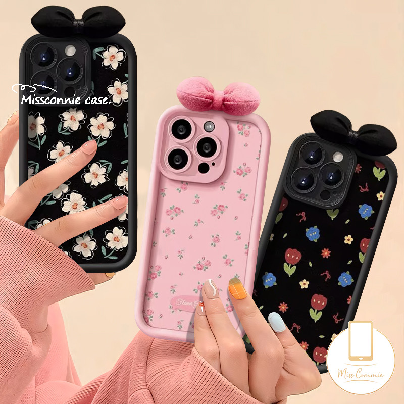 เคสโทรศัพท์มือถือ ประดับโบว์ 3D สําหรับ Infinix Hot 40i 30i Smart 7 6 5 8HD Hot 40 30 11 20 9 10 Play Tecno Spark GO 2024 2023 20C 10C 20 10 Pro Camon 20 Note 30 Pro 12 G96 GT 10Pro เคสดอกไม้ ดอกทิวลิป