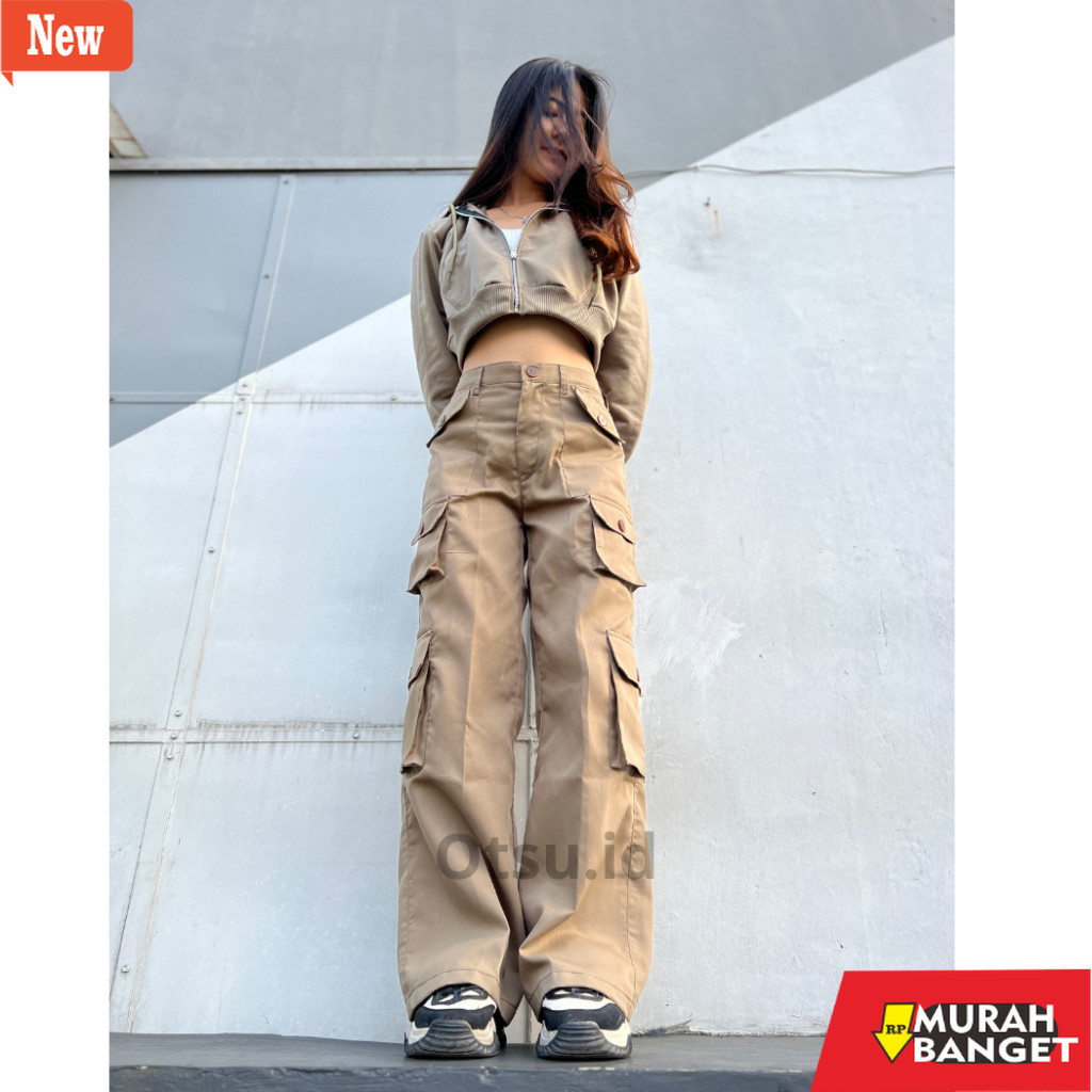 กางเกงขายาวยีนส์ผู้หญิง - Gloria Cargo Pants - Highwaist Loose Cargo - กางเกงคาร์โก้ผู้หญิง - กางเกง