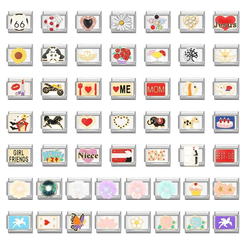เครื่องประดับ สร้อยข้อมือ สเตนเลส รูปเค้ก ดอกไม้ 9 มม. สไตล์อิตาลีเรโทร Diy