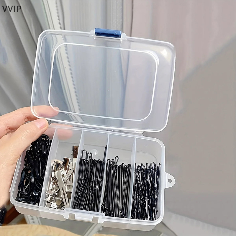 Vvth กล่องพลาสติกใส 5/6 ช่อง แบบพกพา กันฝุ่น สําหรับใส่เครื่องประดับ กิ๊บติดผม