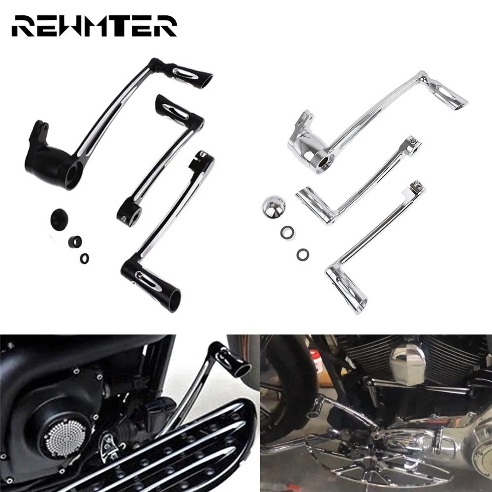 RW Motorcycle Black/Chrome Heel Toe Shift Lever W/ Shifter Pegs Brake Arm Pedal Kit For Harley Touri