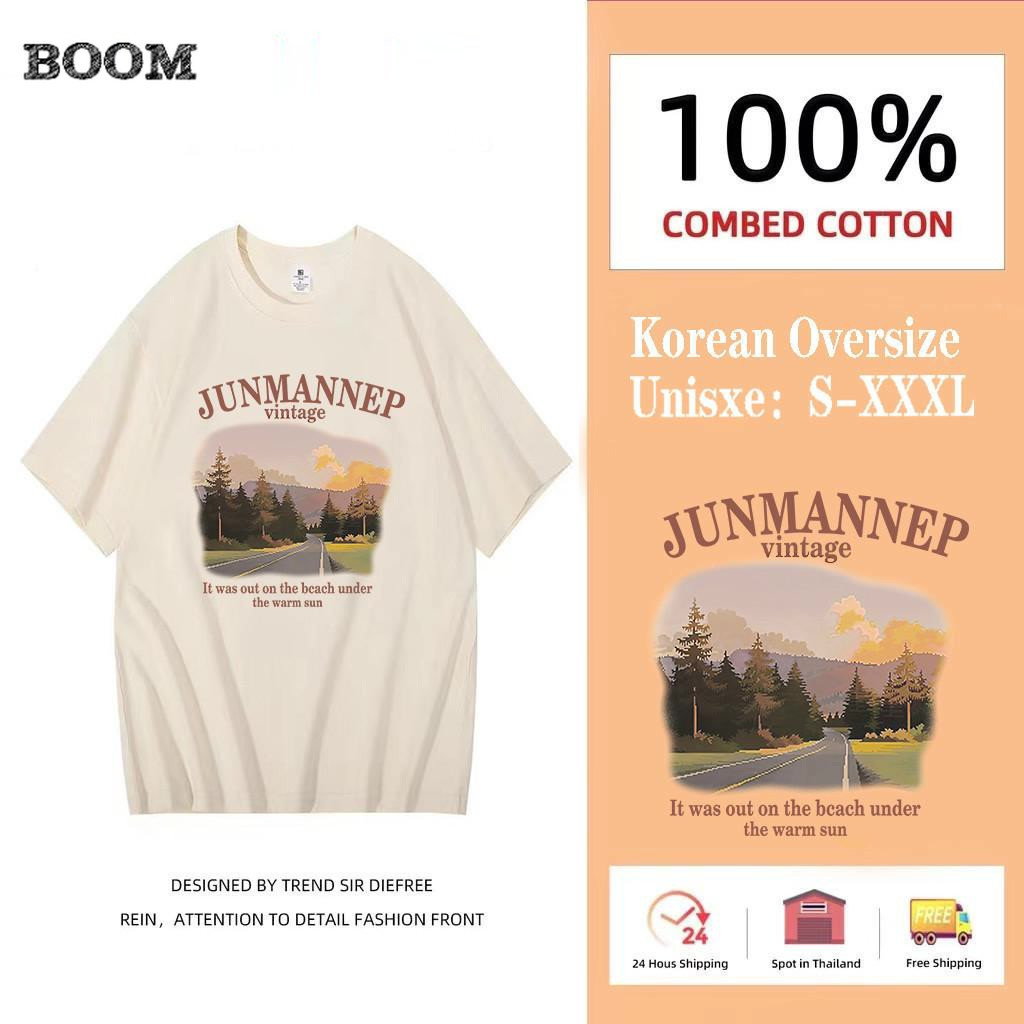 (‍ พร้อมส่งจากกรุงเทพ)เสื้อยืดหลวมๆเวอร์ชั่นเกาหลีเสื้อ เนื้อผ้าดีใส่สบายใส่ได้ทั้งหญิงทั้งชาย สีครีม size S-XXXL