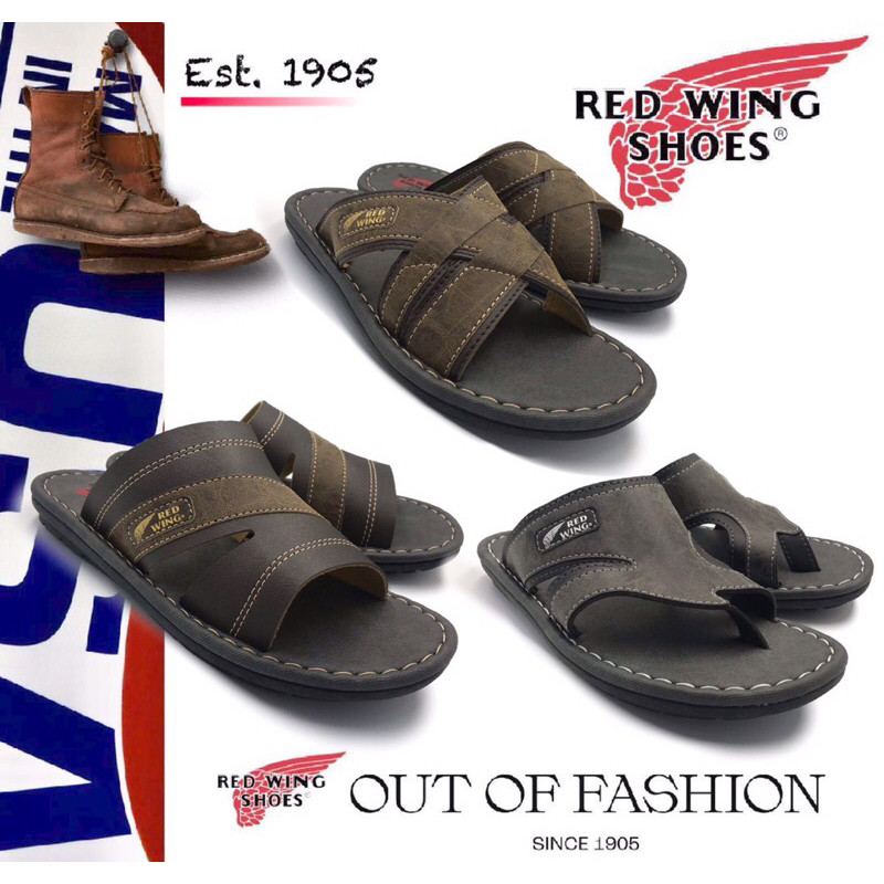 พิเศษ Redwing Mens Signature Street Casual Redwing รองเท้าแตะรองเท้าแตะผู้ชาย Tapak Jahit Comfort Be