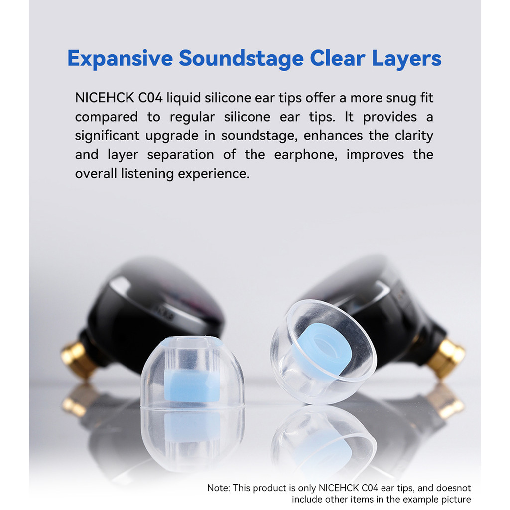 Nicehck C04 Liquid Silicone Ear Tips Noise Isolating Soft ขยาย Soundstage Clear Layers Eartips