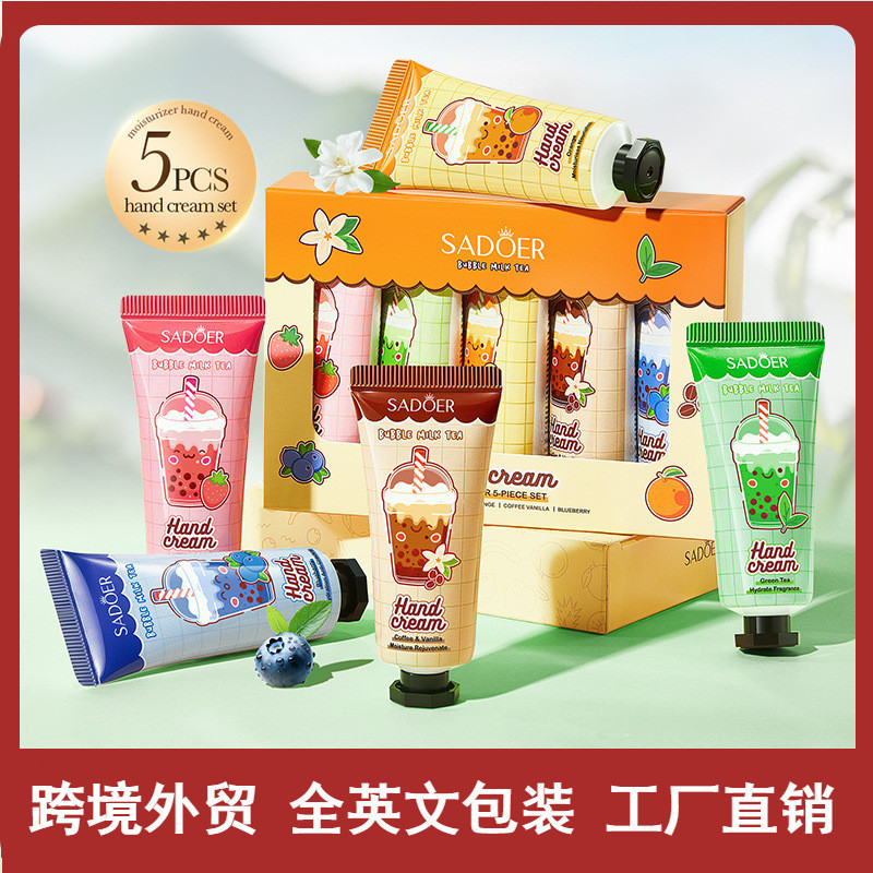 ชุดครีมทามือกลิ่นผลไม้ - คอลเลกชันครีมทามือให้ความชุ่มชื้น 5 ชิ้นสําหรับมือบํารุงและกลิ่นหอม