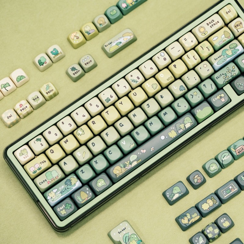 Kiiboom Rain Frog PBT key cap โรงงานเดิมน่ารัก 68/75/98 คีย์บอร์ดแบบกลไก 137 ครบชุด