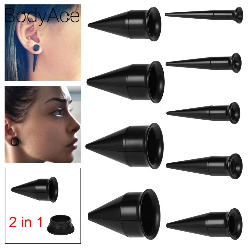 Bodyace 2 In 1 ที่อุดหูอะคริลิค ขยายหู รูปหนาม สีดํา สไตล์พังก์ 1 ชิ้น