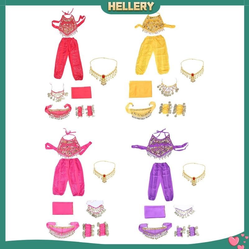 [HelleryTH] ชุดเครื่องแต่งกายเต้นรําหน้าท้อง ปักเลื่อม สไตล์อินเดีย สําหรับเด็กผู้หญิง งานรื่นเริง ปาร์ตี้