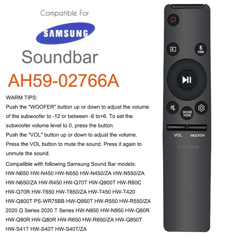 ใหม่ AH59-2766A AH59-012767A แทนที่รีโมทคอนโทรลใช้งานร่วมกับ Samsung Soundbar ลําโพง HW-Q70R HW-T650