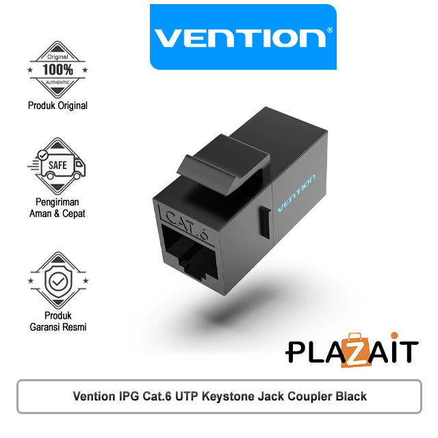 Vention IPG Cat.6 UTP Barrel Connector Keystone Jack Coupler สีดํา