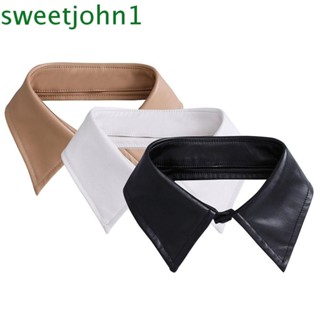 Sweetjohn ปกเสื้อเชิ้ตปลอม หนัง PU คอสี่เหลี่ยม ถอดออกได้ สว…
