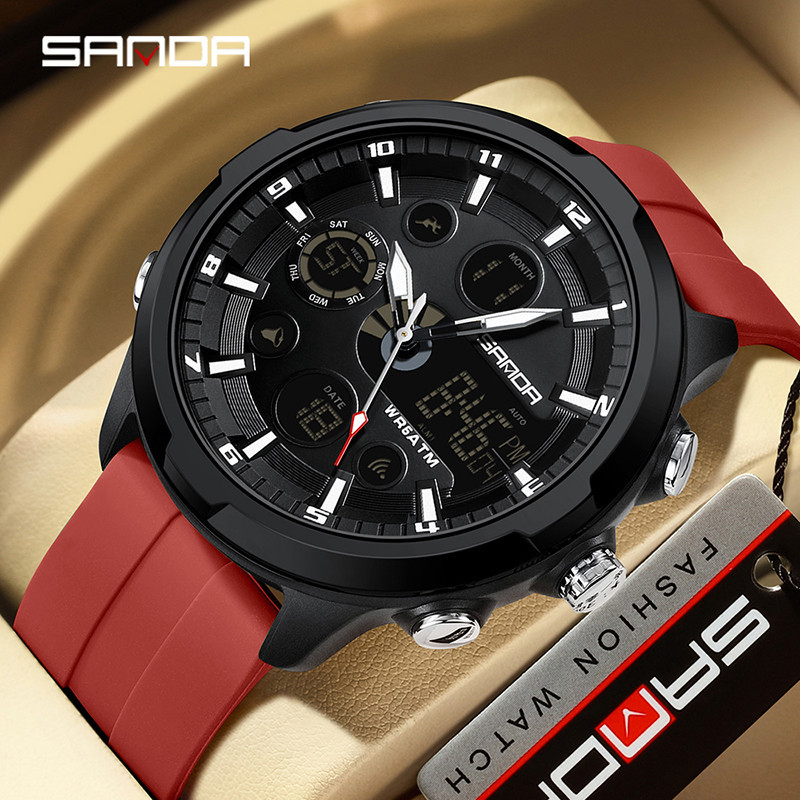 Sanda ใหม่ นาฬิกาข้อมืออิเล็กทรอนิกส์ แฟชั่น กันน้ํา อเนกประสงค์ สําหรับผู้ชาย SD9053-4