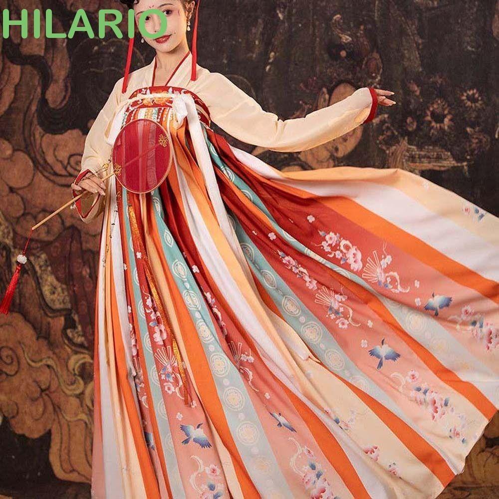 Hilario เสื้อผ้าฮั่นฝู จีนโบราณ, ราชวงศ์ถังเต้นรําพื้นบ้าน ชุดจีนโบราณ, สไตล์จีน ชีฟอง บทบาทสมมุติ ชุดคอสเพลย์ เครื่องแต่งกายจีน ผู้หญิง