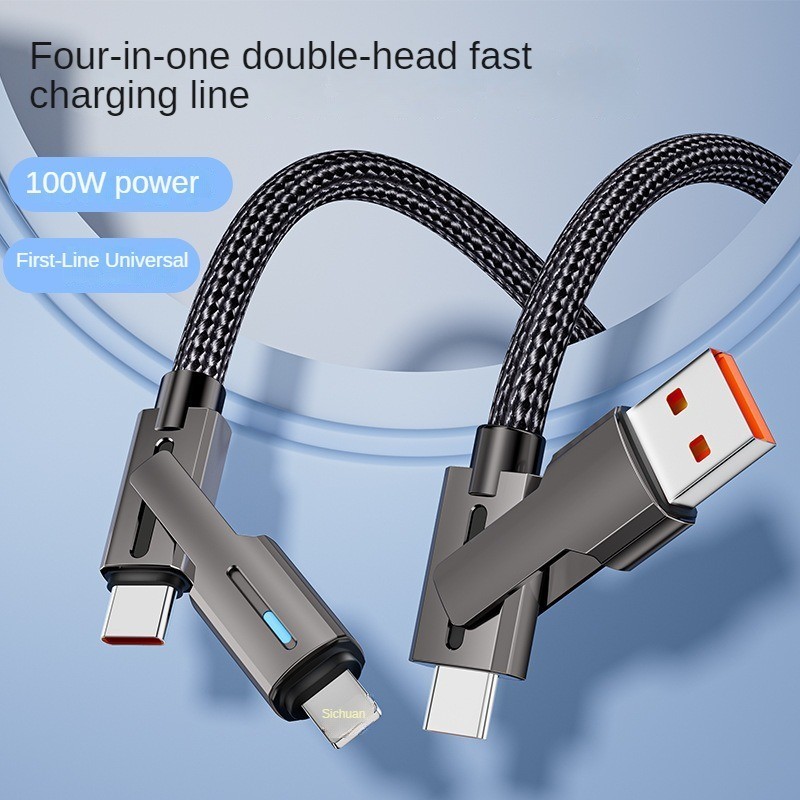 4 In 1 สายชาร์จ USB เป็น Type C 100W 4 In 1 สําหรับ Iphone