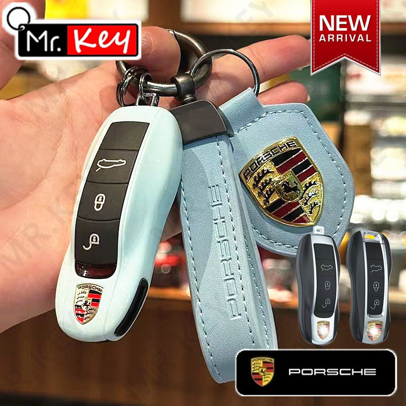 【Mr.Key】เคสกุญแจรีโมตรถยนต์ สีฟ้าอ่อน สําหรับ Porsche Cayenne Panamera 2020 911 992 971 Carrera Taycan