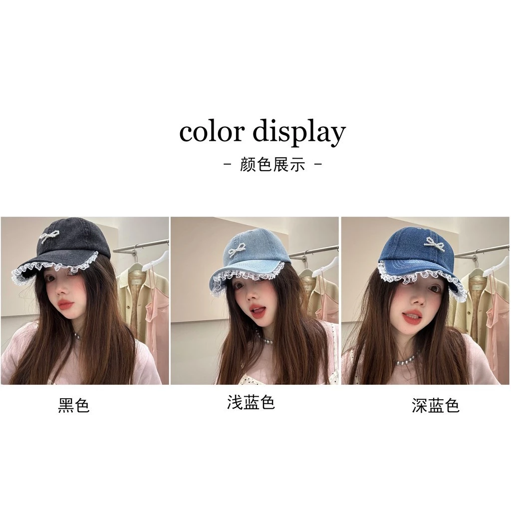 หมวกเบสบอลผ้ายีนแต่งลูกไม้ สไตล์เกาหลี thumbnail 9