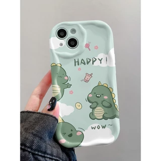 【ส่งจากไทย】จัดส่งภายใน 48 ชั่วโมง 3Dการ์ตูนไดโนเสาร์มีความสุข เคสสำหรับไอโฟน11 For iPhone 11 12 13Pro Max 7 8 Plus SE2