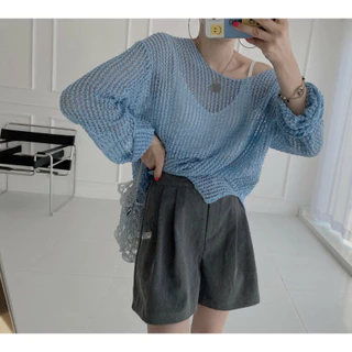 Suxi เสื้อถัก คอกลม แขนยาว ทรงหลวม สไตล์เกาหลี เรโทร แฟชั่นสําหรับผู้หญิง 240305