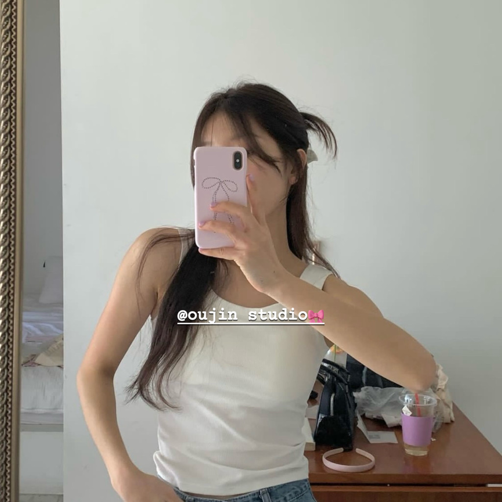 สไตล์เกาหลีสไตล์อินเรียบง่ายอารมณ์อ่อนโยนโบว์เพชรหวานริบบิ้นยาวเหมาะสําหรับ 16/15pro/14promax/13/12/11 เคสโทรศัพท์เคสแข็งเคสป้อง