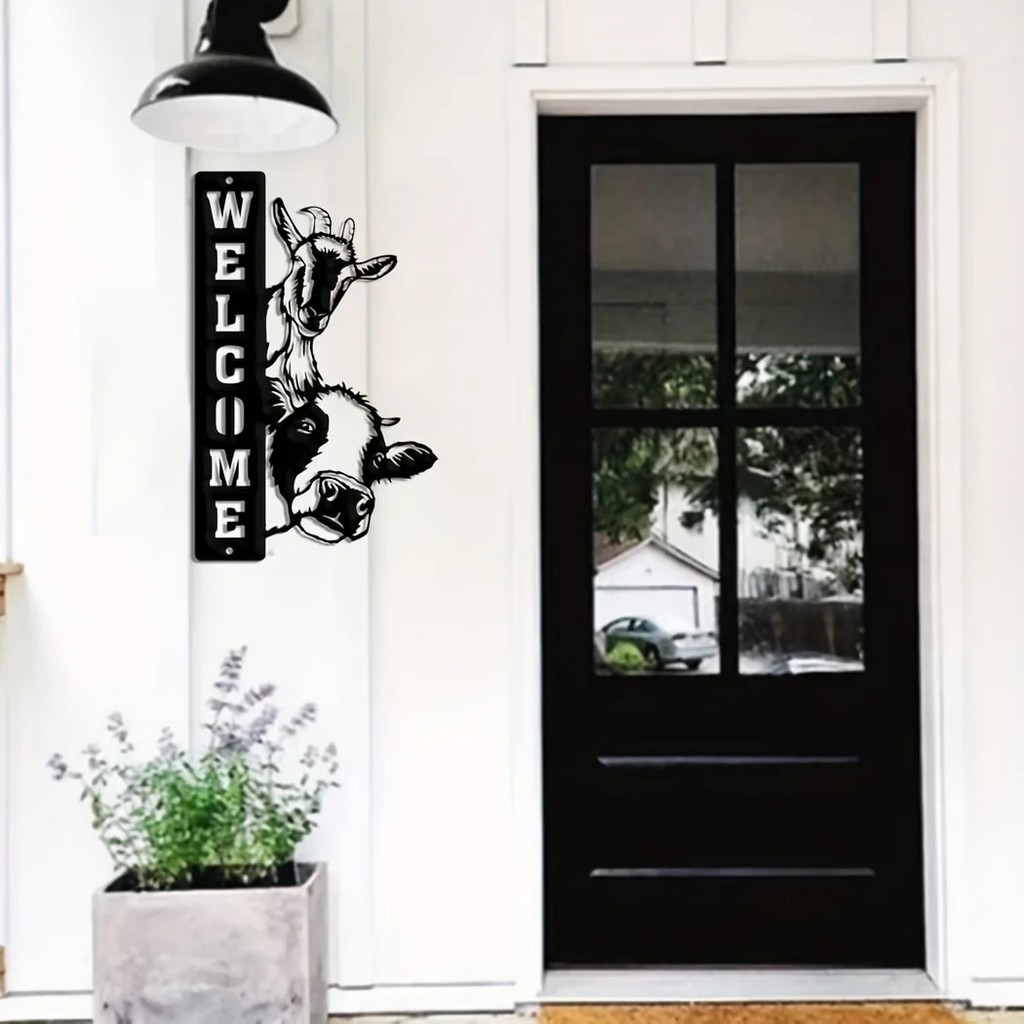 ป้ายสัญลักษณ์ รูปแกะ วัว Welcome Farm สําหรับตกแต่งผนังบ้านฟาร์ม โรงนา ฟาร์ม 1 ชิ้น