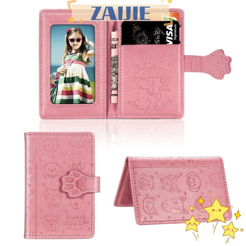 Zaijie24 กระเป๋าใส่บัตร หนัง PU ลายการ์ตูน หลายช่อง แบบพกพา สําหรับติดโทรศัพท์มือถือ บัตรเดินทาง