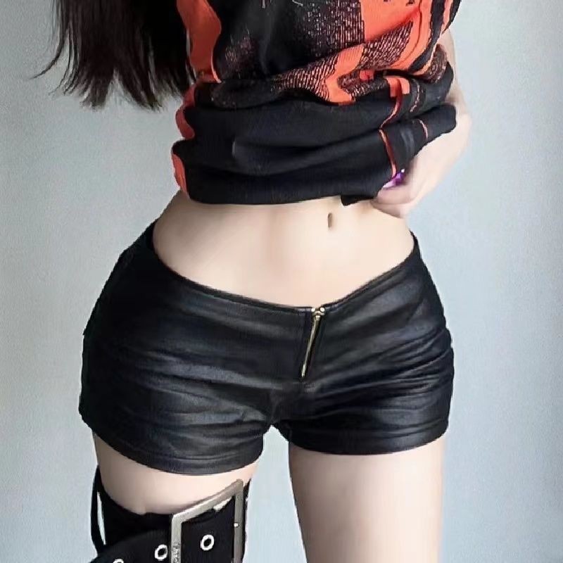 Merad Sexy Hot Girl. y2k กระเป๋าคาดเอว หนัง PU สะโพกต่ํา รองเท้าบูทหนัง ขาสั้น สีสดใส