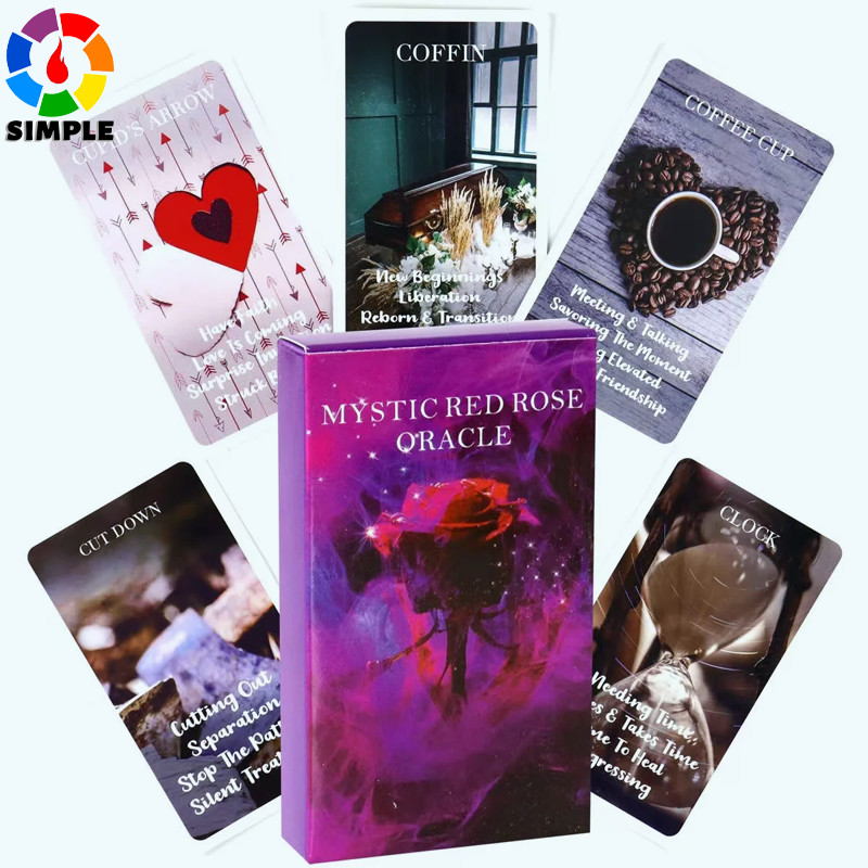 Mystic Red Rose Oracle cards A 53 Oracle English Visions Divination Edition Deck