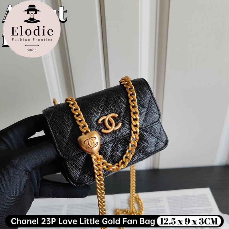 Chanel 23P Love Little Gold Fan Bag/กระเป๋าเข็มขัดผู้หญิง Chanel Double Chain