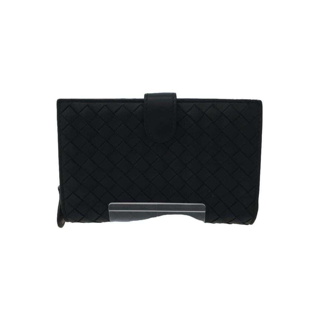 Bottega Veneta(โบเตก้า เวเนต้า) Bi-fold Wallet Intorechato Leather Mens Black Direct from Japan Secondhand