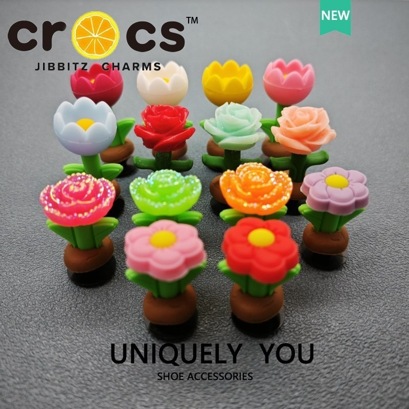 jibbitz crocs แท้ charms 3D ดอกไม้สามมิติ แฟชั่น น่ารัก อุปกรณ์เสริมรองเท้า