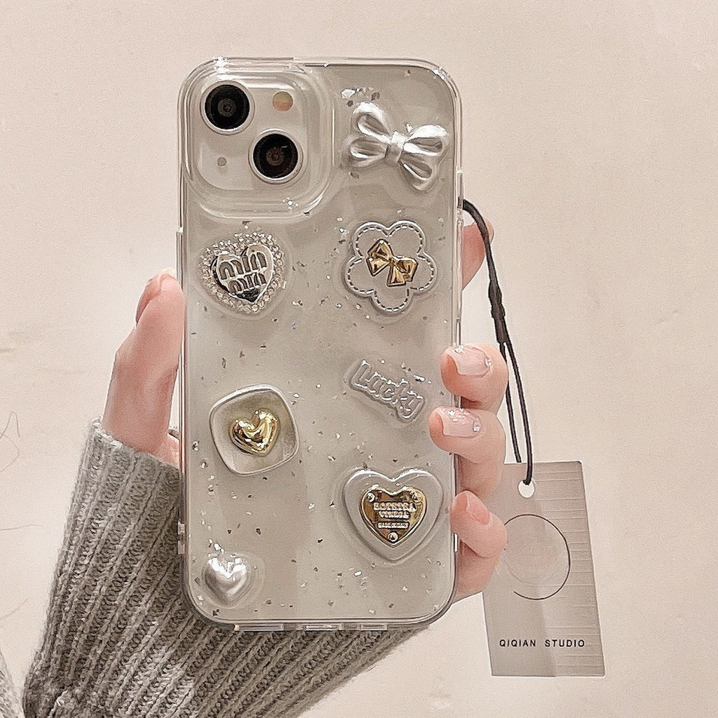 เคสโทรศัพท์มือถืออีพ็อกซี่ แบบนิ่ม ลายผีเสื้อ 3D ประดับโบว์ สําหรับ iPhone17Pro Max16Pro Max15 14 13 12 11 Pro Max