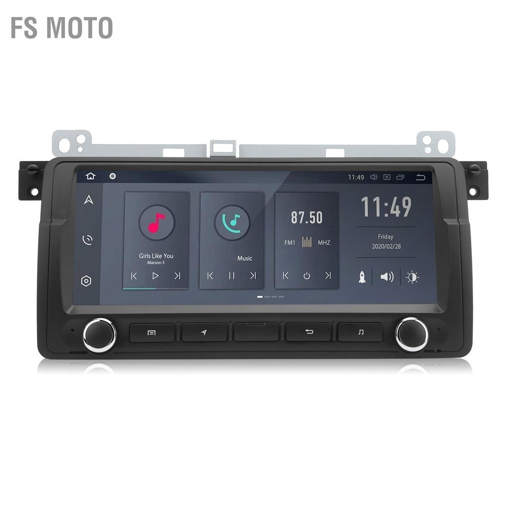 FS Moto 8.8inรถนำทางGPSบลูทูธพร้อมฟังก์ชั่นควบคุมพวงมาลัยสำหรับAndroid 10.0 FitสำหรับE46