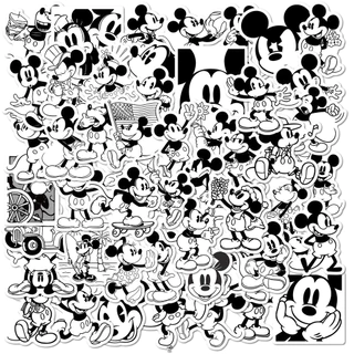 50ชิ้นน่ารักการ์ตูนสีดําและสีขาวมิกกี้เมาส์กันน้ําสติ๊กเกอร์กราฟฟิตีสําหรับหมวกกันน็อคจักรยานบัญชีมือกรณีดินสอ ง เอแคลส์ แลนสติ๊กเกอร์เวิลด์