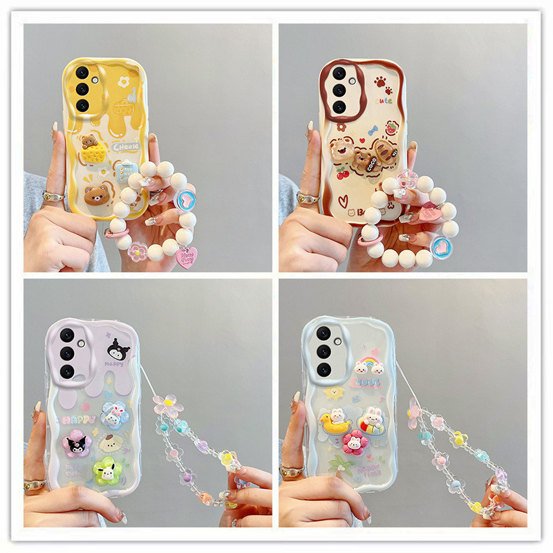 เคส samsung a34 5g เคส a54 5g samsung เคสโทรศัพท์มือถือ ลายตุ๊กตา 3D สีครีมน่ารัก สําหรับ a34 5g