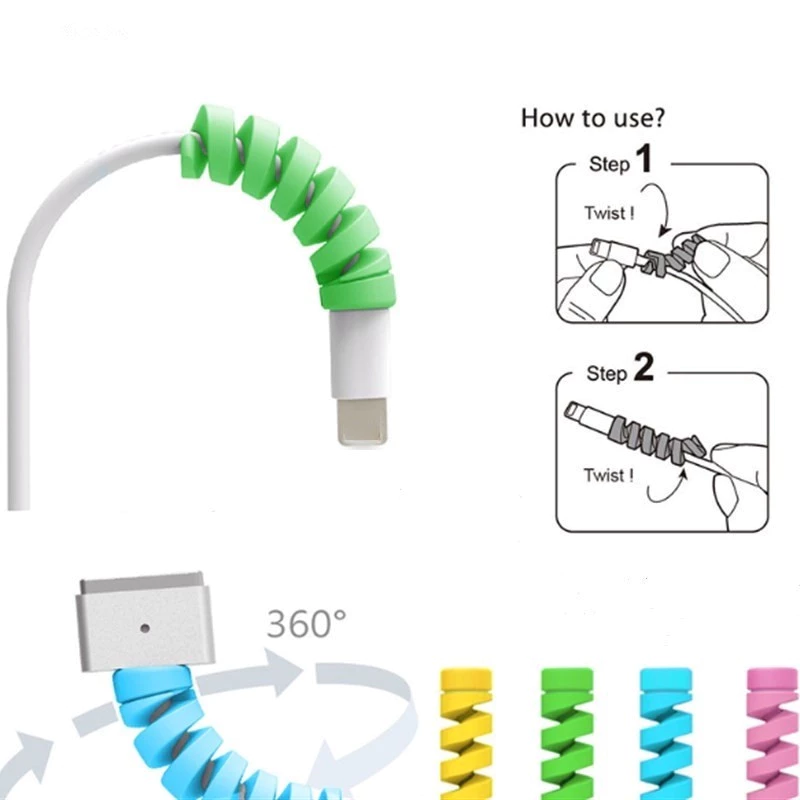 สายชาร ์ จ Data Cable Protector และอุปกรณ ์ ไขลานเหมาะสําหรับ IPhone และ Android Universal Use