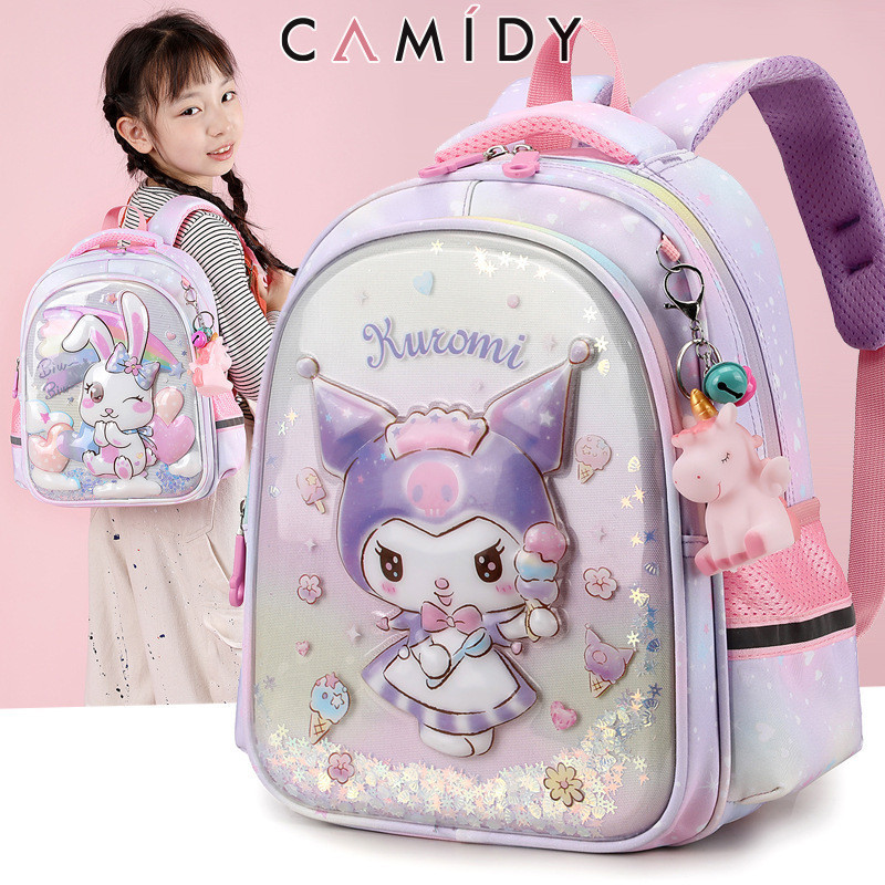 Camidy กระเป๋าเป้สะพายหลัง ลายการ์ตูน Kuromi เกรดแรก และสอง สําหรับเด็กอนุบาล