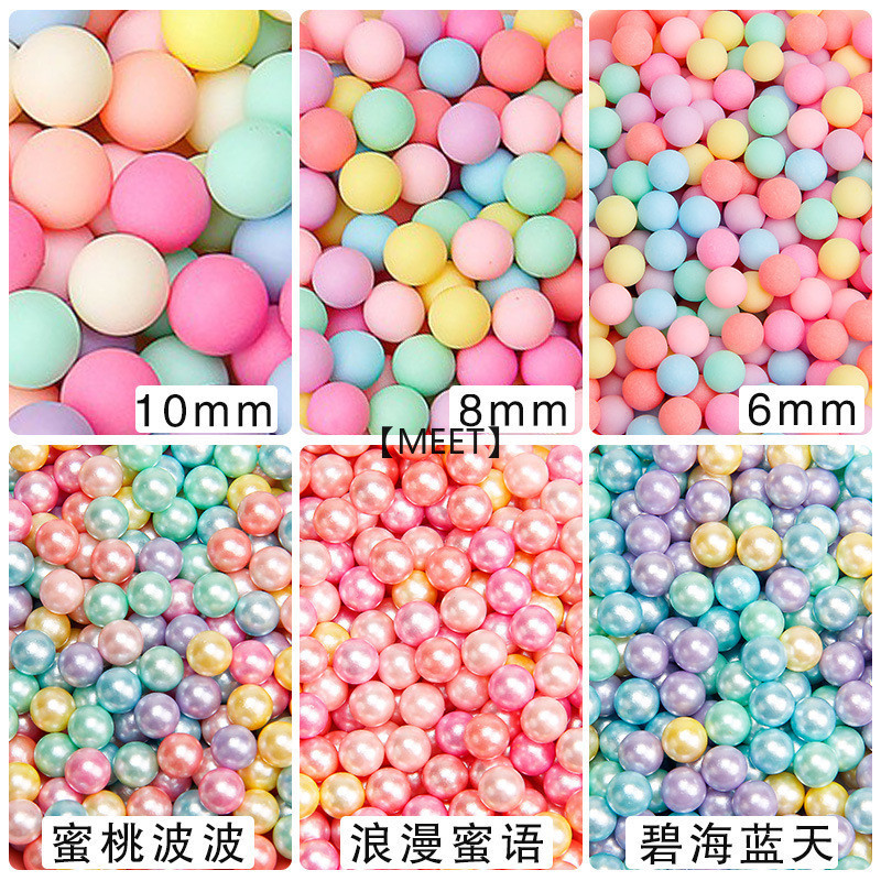 [MEET] ลูกปัดเรซิ่น ทรงกลม สีมาการอง ไม่มีรูพรุน แฮนด์เมด DIY สําหรับทําเครื่องประดับ 1 กล่อง