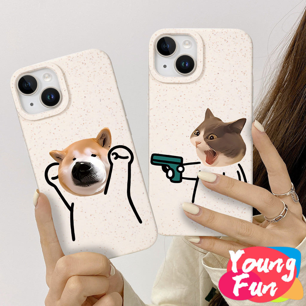 สําหรับ Redmi ตลก แมว หมา ก้าน Note 11 10 9 8 Pro Redmi 10C 9A 9C 9T 10A Xiaomi 12 11 Lite 11 10T 11T Poco X3 X4proเคสโทรศัพท์มือถือ ลายข้าวสาลี ย่อยสลายได้ เป็นมิตรกับสิ่งแวดล้อม