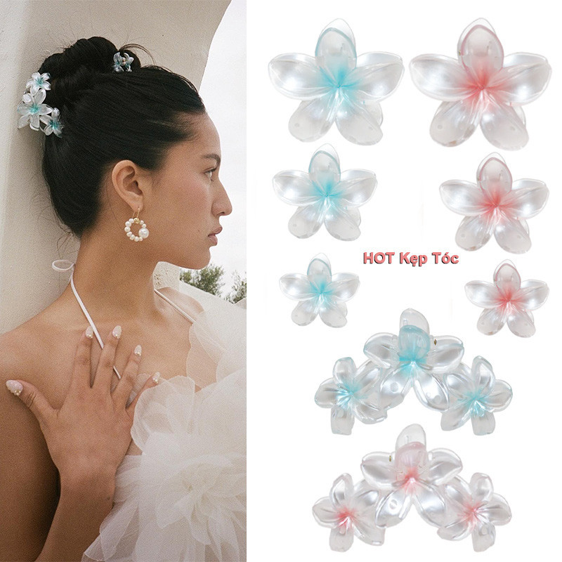[6 สี] กิ๊บติดผม ดอกไม้ โปร่งใส มุก สีแฟชั่น กรงเล็บ สไตล์ยุโรปและอเมริกา เครื่องประดับผม