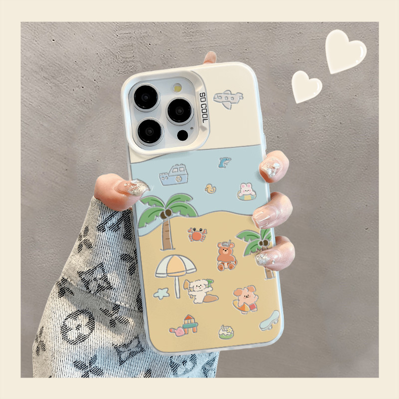 เคสโทรศัพท์มือถือแบบนิ่ม ใส กันกระแทก ลายสัตว์ชายหาด สําหรับ iPhone 15 14 13 12 11 Pro Max X Xr Xs Max 7 8 Plus SE2020 Realme OPPO VIVO Redmi