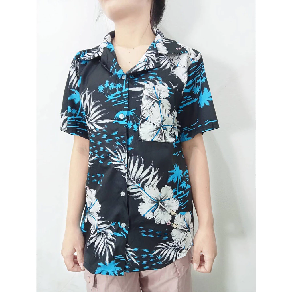 เสื้อคอปกแขนสั้นผู้หญิง ลายดอกไม้ วินเทจ thumbnail 6