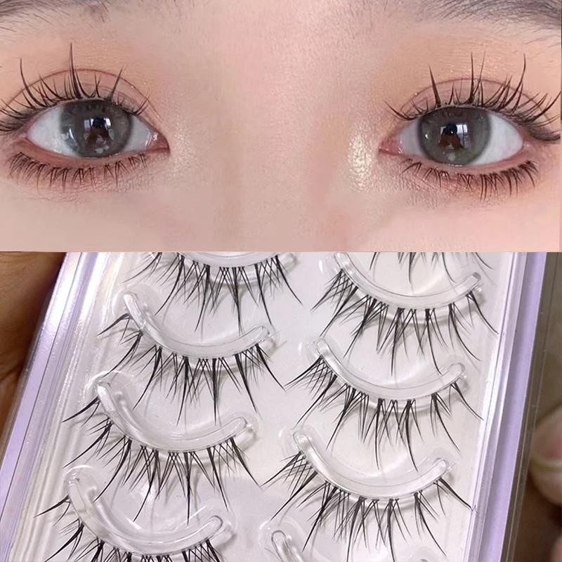 YYW ขนตาปลอม 3D แพ็ค 5 คู่ แฮนด์เมด แกนเอ็นใส แบบใส แบบบาง หนาแน่น ดูเป็นธรรมชาติ ไม่สม่ำเสมอ สไตล์เกาหลี TG-MZ352