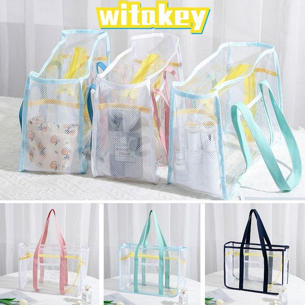 Witakey กระเป๋าถือ PVC ใส ประดับเลื่อม รูปดาวห้าแฉก ความจุขนาดใหญ่ สะดวก ใช้ซ้ําได้ เหมาะกับชายหาด กลางแจ้ง