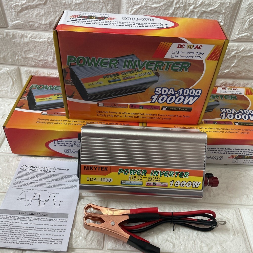 อินเวอร์เตอร์ NIKYTEK Inverter 1000W SDA-1000A(อินเวอร์เตอร์ 1000VA (550W) 12V to 220V "SUOER" SDA-1