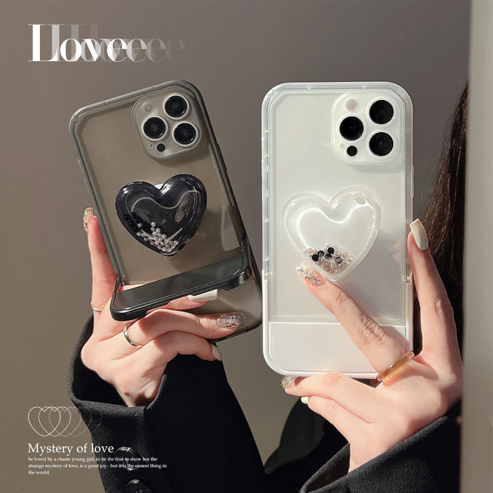 Love Bead Bracket Phone Case  for iPhone 13promax Apple 12 Phone Case Xs Invisible Bracket 15 Simple 11 All-Inclusive