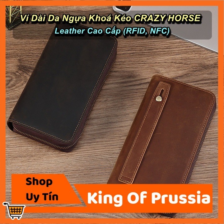 [HCM] - CRAZY HORSE Leather Long Wallet with Large Compartment (RFID, NFC) - King Of Prussia