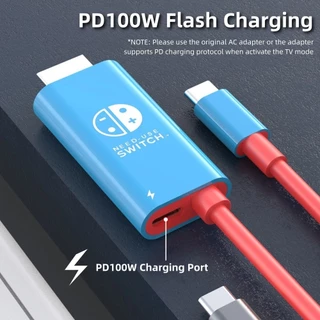 Switch Projection Cable อะแดปเตอร์ USB Type C เป็น HDMI สําหรับ Nintendo Switch 2 / 1/ OLED 100W PD พอร์ตชาร์จสําหรับแล็ปท็อปแท็บเล็ต MobilePhone SteamDeck