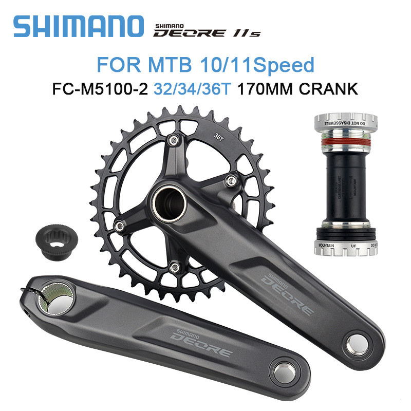 Shimano Deore FC M5100 ชุดเฟืองข้อเหวี่ยงจักรยานเสือภูเขา 1x11 ความเร็ว 170 175 มม. 34T 36T 11V BB M