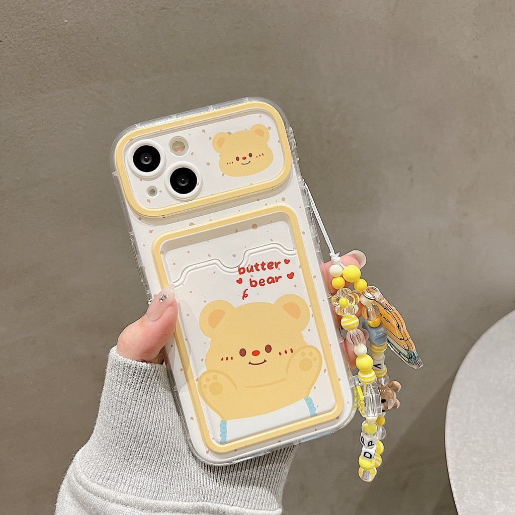 เคสโทรศัพท์มือถือ กันกระแทก ลายการ์ตูนหมี พร้อมสายโซ่คล้อง ขนาดใหญ่ สําหรับ iPhone 15 ProMax 15 14 ProMax 14 13 ProMax 12 ProMax 11