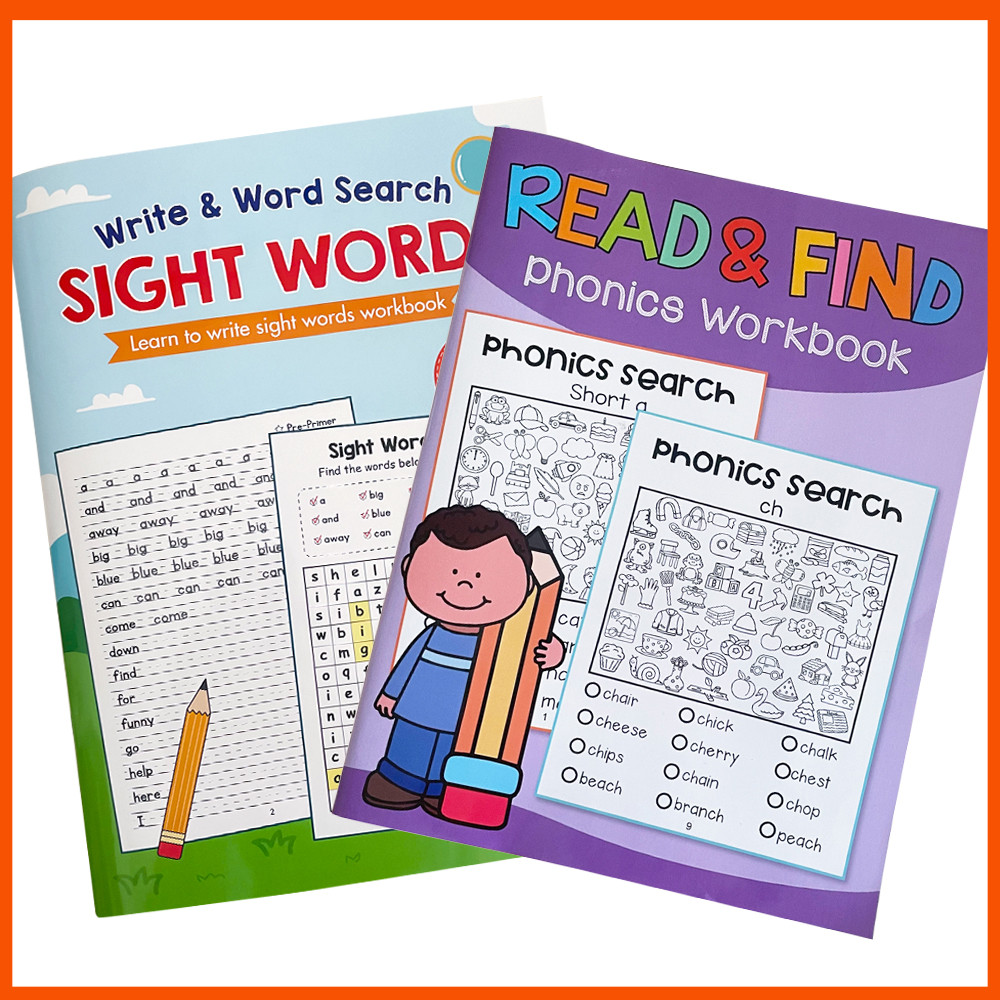 220 Sight Words & CVC Words Phonics Workbook เด็กภาษาอังกฤษอ่านการศึกษาการเรียนรู้ Trace กิจกรรม Wor